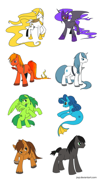 Size: 995x1803 | Tagged: artist:jiayi, bionicle, derpibooru import, gali, kopaka, lego, lewa, makuta teridax, mata-nui, onua, pohatu, ponified, safe, tahu