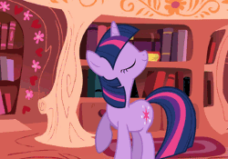Size: 1000x700 | Tagged: safe, artist:mixermike622, derpibooru import, twilight sparkle, pony, unicorn, animated, bedroom eyes, cute, female, golden oaks library, library, lip bite, love face, mare, solo, twiabetes