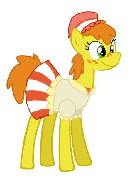 Size: 881x1131 | Tagged: safe, artist:bronybase, artist:starryoak, derpibooru import, carrot cake, earth pony, pony, clothes, coffee cake, cream cake, female, freckles, hat, mare, rule 63, simple background, skirt, solo, transparent background