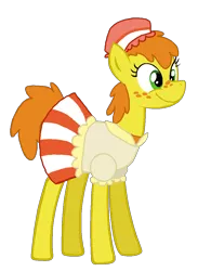 Size: 881x1131 | Tagged: safe, artist:bronybase, artist:starryoak, derpibooru import, carrot cake, earth pony, pony, clothes, coffee cake, cream cake, female, freckles, hat, mare, rule 63, simple background, skirt, solo, transparent background