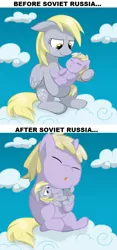 Size: 750x1600 | Tagged: safe, artist:beavernator, artist:megasweet, artist:php44, derpibooru import, edit, derpy hooves, dinky hooves, pony, baby, baby pony, crying, equestria's best daughter, equestria's best mother, foal, soviet russia, wat