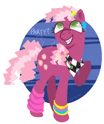 Size: 505x603 | Tagged: safe, artist:steeve, derpibooru import, cheerilee, earth pony, pony, 80s, 80s cheerilee, abstract background, adobe imageready, braces, female, mare, raised hoof, simple background, solo, transparent background