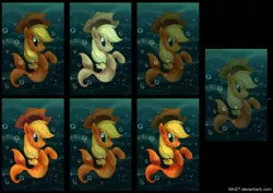 Size: 1280x908 | Tagged: applejack, artist:mn27, derpibooru import, hippocampus, merpony, safe, seaponified, seapony applejack, species swap, underwater