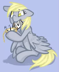Size: 609x749 | Tagged: safe, artist:steeve, derpibooru import, derpy hooves, pegasus, pony, compass, confused, cropped, female, floppy ears, mail, mare, mouth hold, no pupils, simple background, sitting, solo, wings down