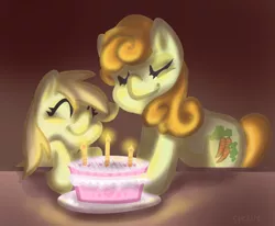 Size: 762x629 | Tagged: safe, artist:steeve, derpibooru import, carrot top, golden harvest, noi, earth pony, pony, cake, cropped, cute, eyes closed, female, filly, mare, noiabetes