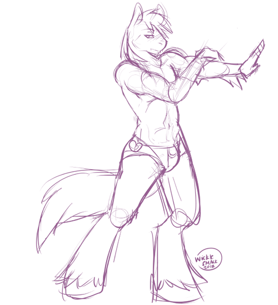 Size: 658x721 | Tagged: anthro, artist:wicklesmack, bare chest, big macintosh, clothes, derpibooru import, male, monochrome, solo, solo male, suggestive, topless, underwear, unguligrade anthro