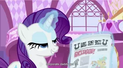 Size: 852x473 | Tagged: bedroom eyes, caption, derpibooru import, edit, edited screencap, rarity, safe, screencap, youtube caption