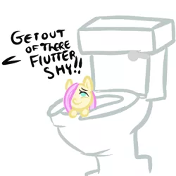 Size: 450x450 | Tagged: artist:mt, but why, derpibooru import, fluttershy, safe, solo, tiny ponies, toilet