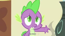 Size: 853x473 | Tagged: caption, derpibooru import, dragon, edit, edited screencap, male, safe, screencap, solo, spike, youtube caption