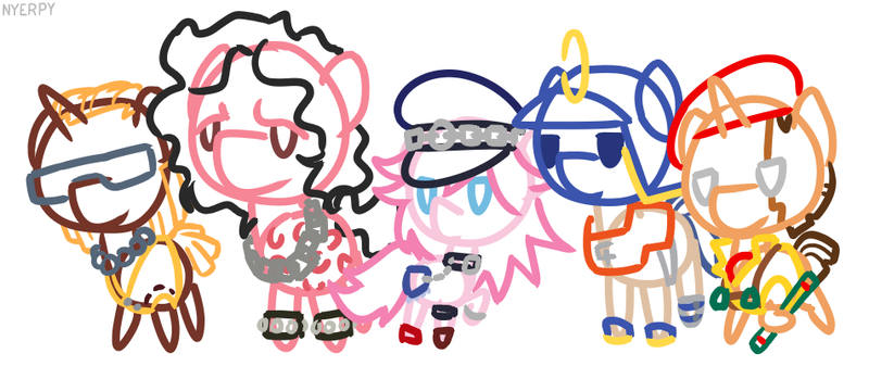 Size: 951x401 | Tagged: artist:nyerpy, beret, bracelet, chains, damnd, derpibooru import, final fight, hat, hugo andore, jewelry, peaked cap, poison (street fighter), ponified, rolento, safe, sodom, street fighter, sunglasses