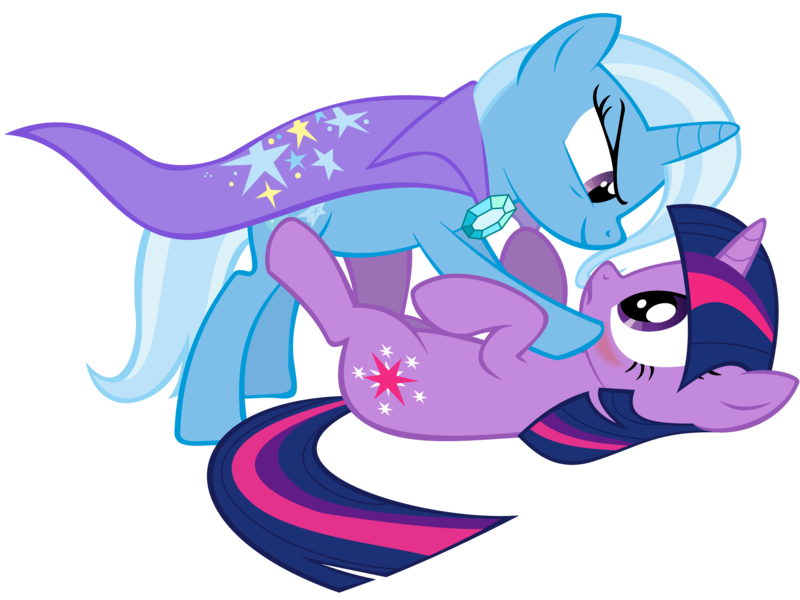 Size: 3200x2400 | Tagged: artist:adcoon, blushing, derpibooru import, female, females only, high res, lesbian, mare, shipping, suggestive, trixie, twilight sparkle, twixie