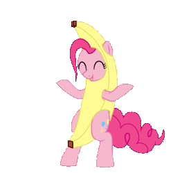 Size: 340x340 | Tagged: safe, artist:dstears, derpibooru import, pinkie pie, earth pony, pony, animated, banana, banana suit, clothes, costume, cute, dancing, diapinkes, food, food costume, gif, peanut butter jelly time, simple background, solo, transparent background