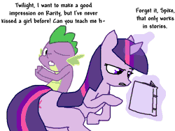 Size: 800x600 | Tagged: artist:the weaver, book, derpibooru import, dialogue, magic, safe, simple background, spike, twilight sparkle, white background