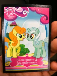 Size: 715x957 | Tagged: carrot top, derpibooru import, golden harvest, lyra heartstrings, official, photo, safe, trading card