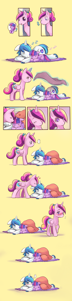 Size: 856x3546 | Tagged: ..., artist:ende26, blanket, blushing, colored pupils, comic, cute, cutedance, derpibooru import, ende will be the end of us, eye clipping through hair, female, heart, hnnng, kissing, magic, male, pictogram, princess cadance, question mark, safe, shining adorable, shining armor, shiningcadance, shipping, sleeping, slice of life, speech bubble, straight, sweet dreams fuel, teen princess cadance, twiabetes, twilight sparkle, younger, zzz