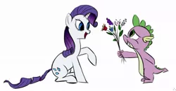 Size: 953x497 | Tagged: safe, artist:rubrony, derpibooru import, rarity, spike, female, interspecies, male, shipping, simple background, sparity, straight, white background