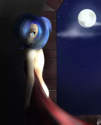 Size: 3000x3700 | Tagged: artist:spittfireart, ass, curvy, derpibooru import, female, hair over one eye, high res, human, humanized, moon, night, nudity, princess luna, s1 luna, solo, solo female, suggestive