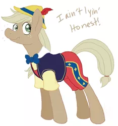 Size: 900x963 | Tagged: applejack, artist:cartoonlion, crossover, dead source, derpibooru import, discorded, disney, liar face, liarjack, pinocchio, safe, scrunchy face, simple background, solo, white background