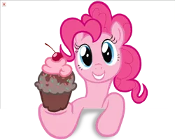 Size: 600x479 | Tagged: artist:changeunism, breaking the fourth wall, cupcake, derpibooru import, food, pinkie pie, safe, smiling, solo
