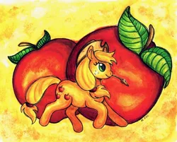 Size: 700x562 | Tagged: apple, applejack, artist:sternschwester, derpibooru import, safe, solo