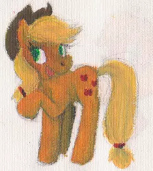 Size: 508x568 | Tagged: safe, artist:ponygoggles, derpibooru import, applejack, earth pony, pony, female, mare, raised hoof, solo, traditional art