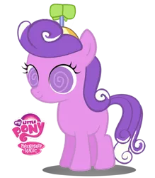 Size: 600x686 | Tagged: artist:duelingroses, blank flank, cute, derpibooru import, filly, foal, hat, propeller hat, safe, screwball, simple background, swirly eyes, transparent background