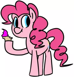 Size: 653x676 | Tagged: safe, artist:ghost, derpibooru import, pinkie pie, earth pony, pony, cupcake, cute, diapinkes, eating, food, no catchlights, simple background, solo, white background