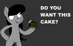 Size: 550x350 | Tagged: safe, artist:ghost, derpibooru import, octavia melody, earth pony, pony, animated, bipedal, cake, do you want this cake, featureless crotch, food, frame by frame, harry partridge, meme, nicolas cage, solo