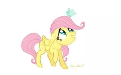 Size: 911x563 | Tagged: artist:raveneesimo, butterfly, derpibooru import, filly, fim crew, fluttershy, foal, safe, simple background, storyboard artist, white background
