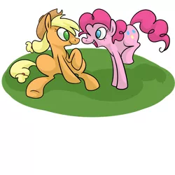 Size: 2000x2000 | Tagged: safe, artist:ponygoggles, derpibooru import, applejack, pinkie pie, earth pony, pony, applepie, eye contact, female, happy, high res, lesbian, looking at each other, mare, no pupils, shipping
