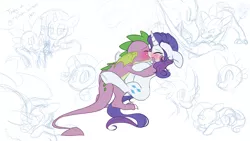 Size: 1920x1080 | Tagged: safe, artist:batlover800, derpibooru import, rarity, spike, blushing, female, interspecies, kissing, making out, male, older, shipping, sparity, straight, teenage spike