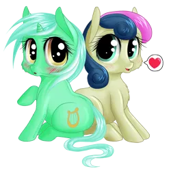 Size: 1300x1300 | Tagged: safe, artist:kittehkatbar, derpibooru import, bon bon, lyra heartstrings, sweetie drops, female, lesbian, lyrabon, shipping, simple background, transparent background