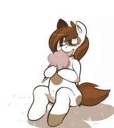 Size: 600x673 | Tagged: safe, artist:mangneto, derpibooru import, pipsqueak, pony, cotton candy, food, licking, sitting, solo, squeakabetes, tongue out