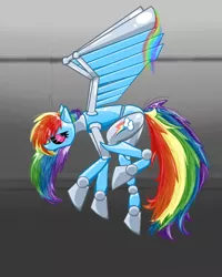 Size: 800x1000 | Tagged: artist:u1fric, badass, clone, crossover, dashbot, derpibooru import, metal, metal dash, rainbow dash, robot, safe, solo, species swap