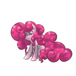 Size: 1000x1000 | Tagged: safe, artist:ponygoggles, derpibooru import, pinkie pie, earth pony, pony, female, fluffy mane, mare, no pupils, simple background, sitting, solo, white background