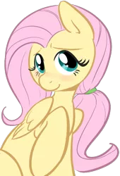 Size: 545x802 | Tagged: artist:briskby, blushing, cute, derpibooru import, fluttershy, looking at you, ponytail, raised hoof, safe, shy, smiling, vector