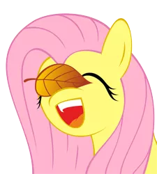 Size: 4384x4868 | Tagged: safe, artist:stardustxiii, derpibooru import, fluttershy, pegasus, pony, absurd resolution, autumn, cute, daaaaaaaaaaaw, eyes closed, female, happy, leaf, mare, open mouth, shyabetes, simple background, smiling, solo, transparent background