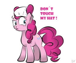 Size: 2352x1960 | Tagged: safe, artist:v-d-k, derpibooru import, pinkie pie, earth pony, pony, diaper, diaper on head, female, hat, mare, photoshop, simple background, solo, transparent background