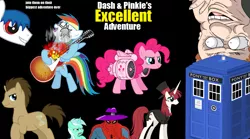 Size: 1055x585 | Tagged: bill and ted, bill and ted's excellent adventure, clyde, derpibooru import, doctor whooves, lauren faust, lyra heartstrings, movie, oc, oc:roboshi, pinkie pie, ponified, rainbow dash, safe, spider-man, time turner