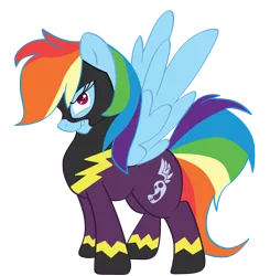 Size: 1784x1824 | Tagged: safe, artist:cluttercluster, derpibooru import, rainbow dash, pegasus, pony, clothes, costume, shadowbolt dash, shadowbolts, shadowbolts costume, simple background, solo, transparent background