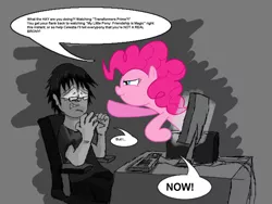 Size: 1280x960 | Tagged: brony, brony abuse, bronybait, bully, computer, derpibooru import, fourth wall, human, monitor, pinkiebully, pinkie pie, safe, time for ponies, transformers, transformers prime