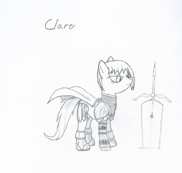 Size: 1841x1750 | Tagged: artist:tyrellus, clare, claymore, derpibooru import, drawing, ponified, safe