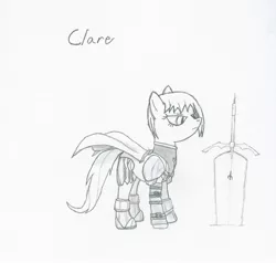 Size: 1841x1750 | Tagged: artist:tyrellus, clare, claymore, derpibooru import, drawing, ponified, safe