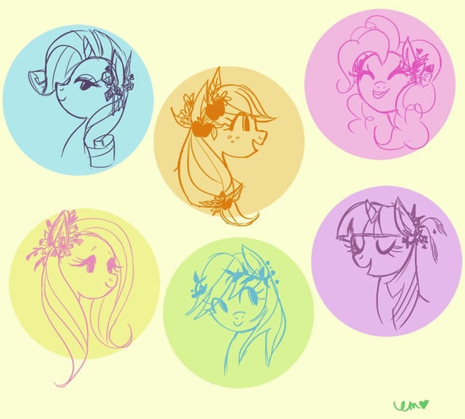 Size: 900x811 | Tagged: applejack, artist:emmy, derpibooru import, fluttershy, mane six, pinkie pie, rainbow dash, rarity, safe, twilight sparkle