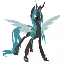 Size: 1200x1200 | Tagged: safe, artist:nowler, derpibooru import, queen chrysalis, changeling, changeling queen, curious, female, image, png, simple background, solo, spread wings, standing, white background, wings