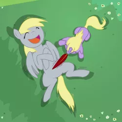 Size: 700x700 | Tagged: safe, artist:phillipfga, derpibooru import, derpy hooves, dinky hooves, pegasus, pony, feather, female, mare, tickling