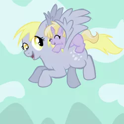 Size: 1000x1000 | Tagged: safe, artist:sirgalahadbw, derpibooru import, derpy hooves, dinky hooves, pegasus, pony, equestria's best mother, female, mare