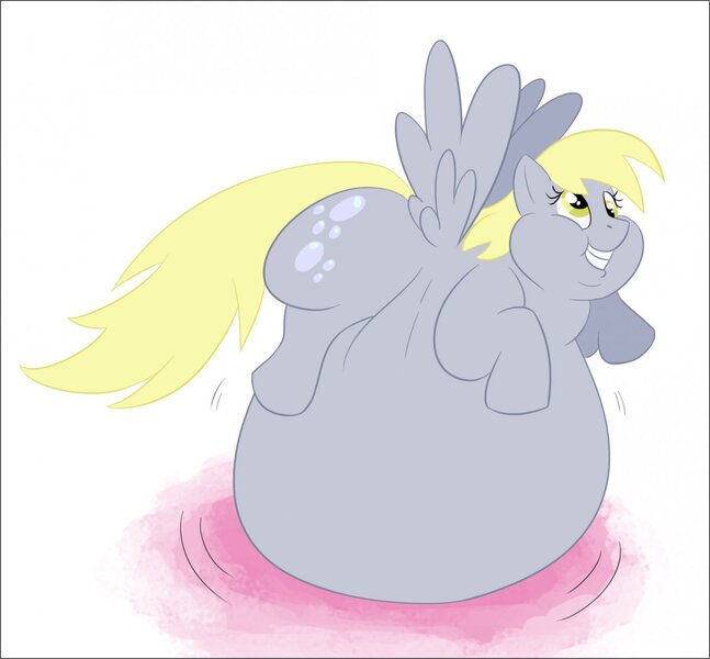Size: 1280x1187 | Tagged: questionable, artist:samael, derpibooru import, derpy hooves, pegasus, pony, aderpose, belly, belly bed, big belly, chubby cheeks, fat, female, immobile, impossibly large belly, mare, morbidly obese, obese, solo, solo female