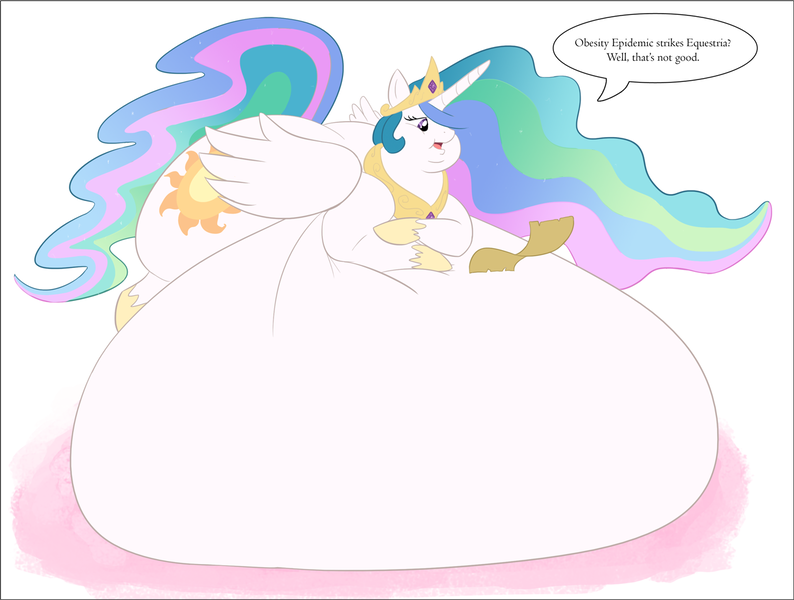 Size: 1280x967 | Tagged: artist:samael, belly, belly bed, chubbylestia, derpibooru import, fat, impossibly large belly, impossibly large butt, morbidly obese, obese, princess celestia, questionable