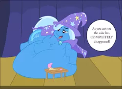 Size: 1280x939 | Tagged: artist:samael, belly, belly bed, derpibooru import, fat, immobile, impossibly large belly, morbidly obese, obese, safe, the great and bountiful trixie, trixie